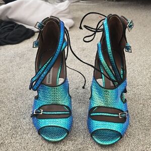 Tabitha Iridescent Blue Heels